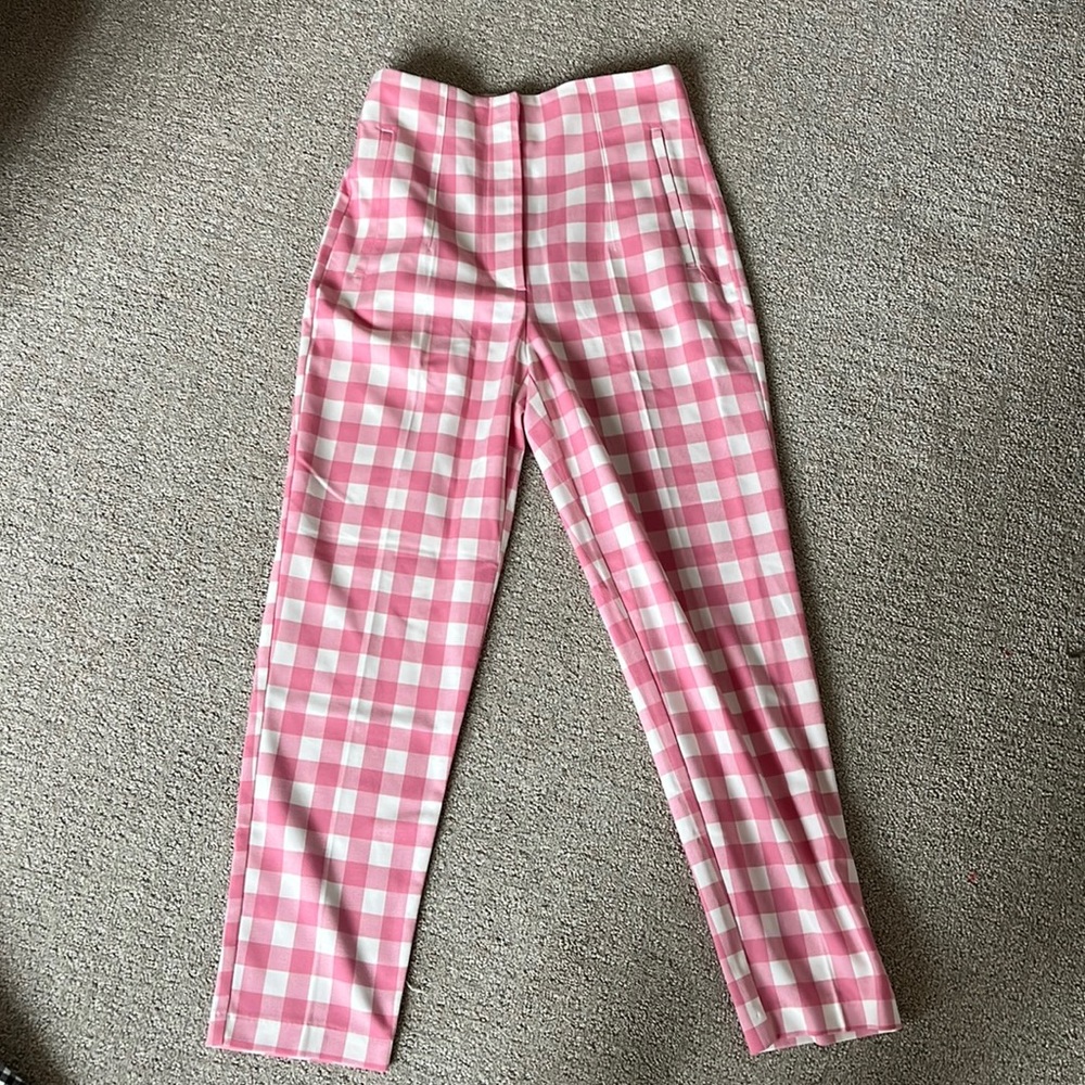 ZARA PINK CHECKERED PANTS